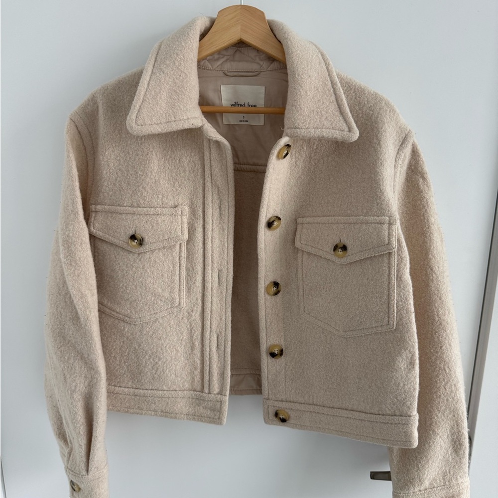 Wilfred Free Cream Wool-Blend Cropped Jacket